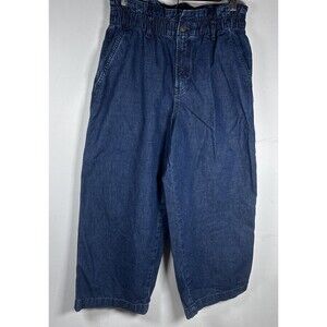 St. John’s Bay Elastic Waist Chambray Denim Wide Leg Cropped Pants women size 8